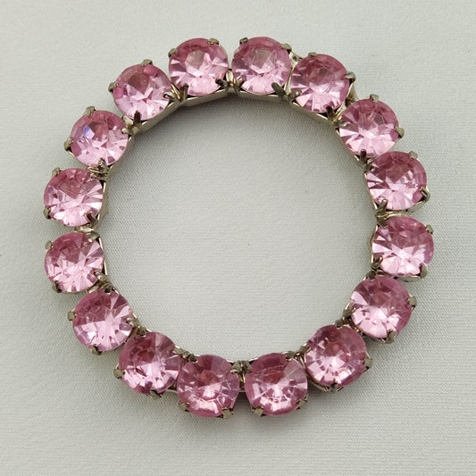 1950's Vintage Pink Rhinestone Scarf Ring
