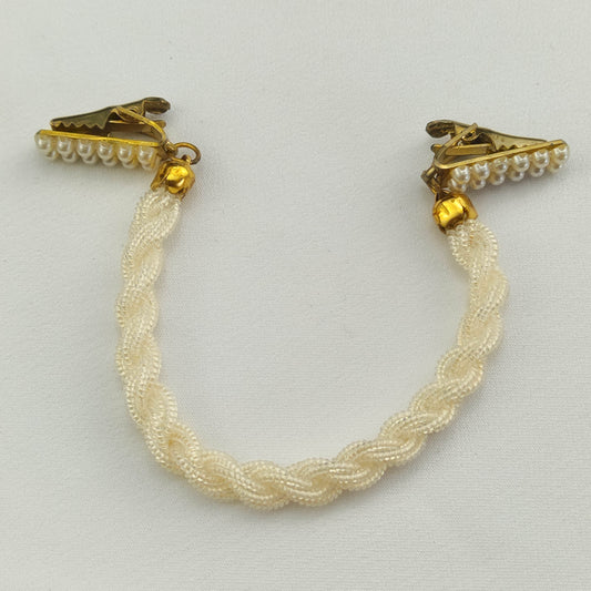 1950's Vintage Pearl Bead Encrusted Clip for Sweaters and Jackets