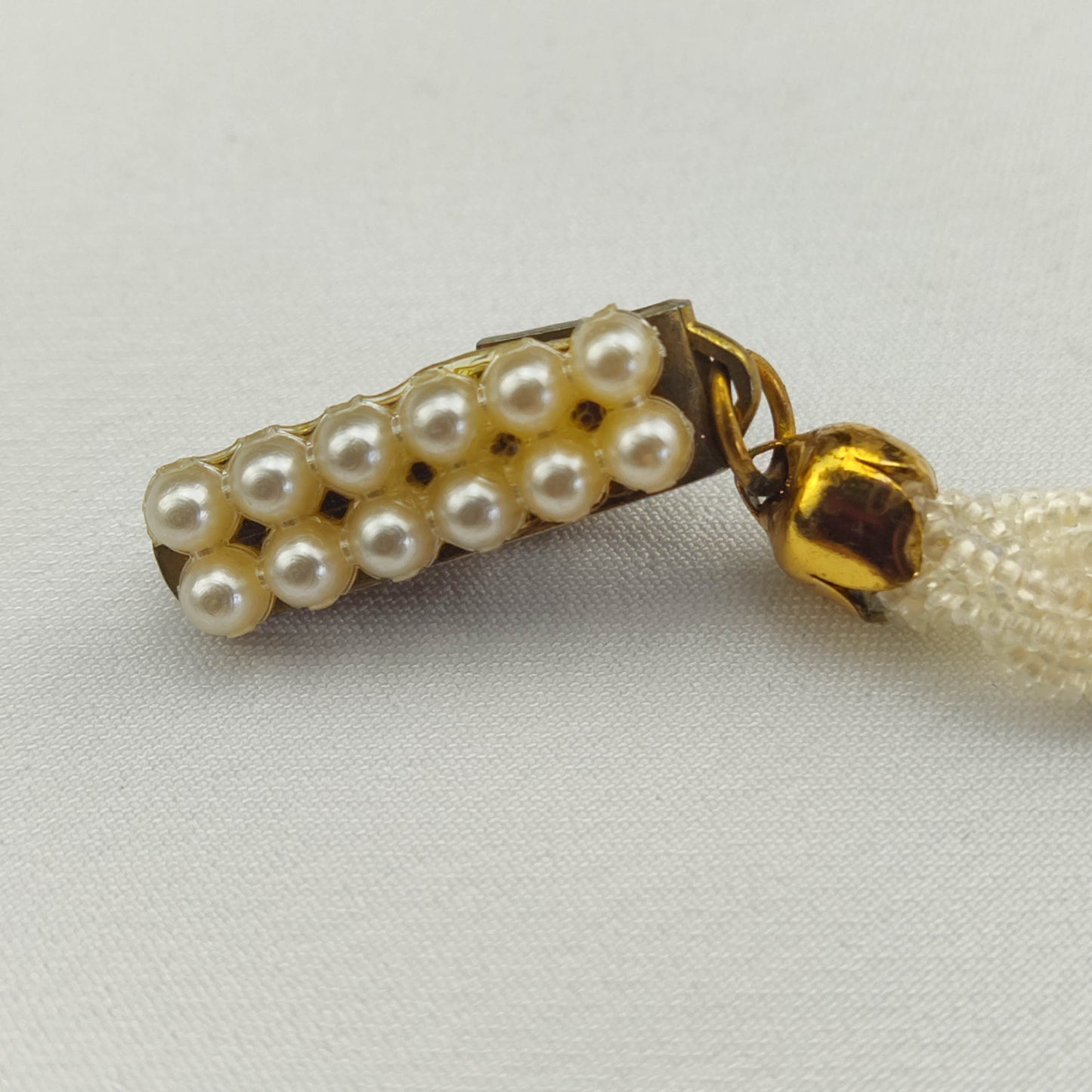 1950's Pearl Bead Encrusted Clip for Sweaters and Jackets
