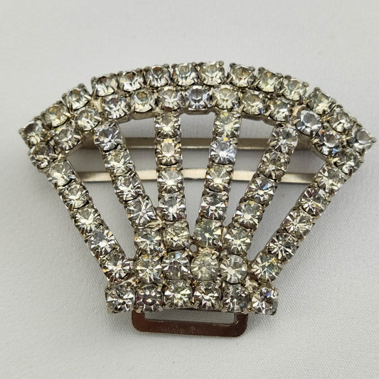 1930's Vintage Clear Rhinestone Crown Belt Buckle or Scarf Tie