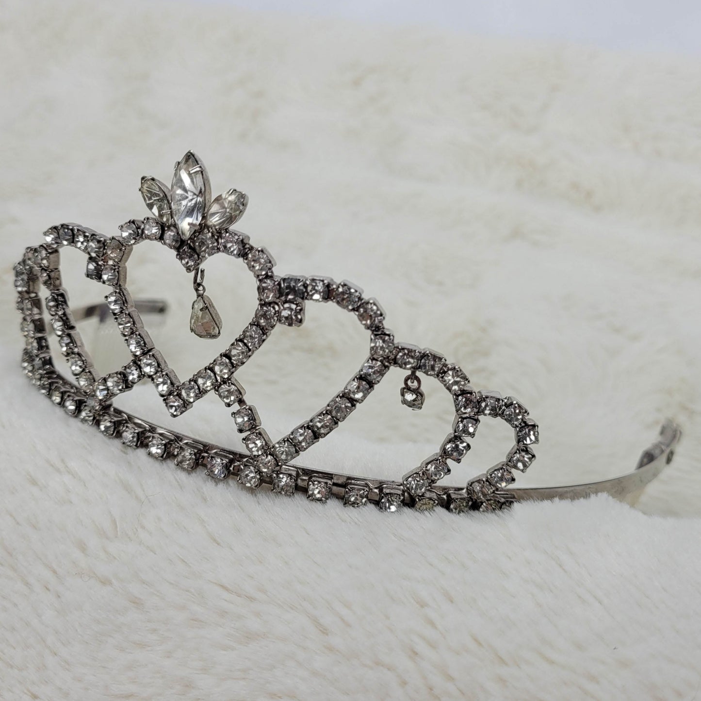 1950's Tiara with a Clear Rhinestone Heart Design