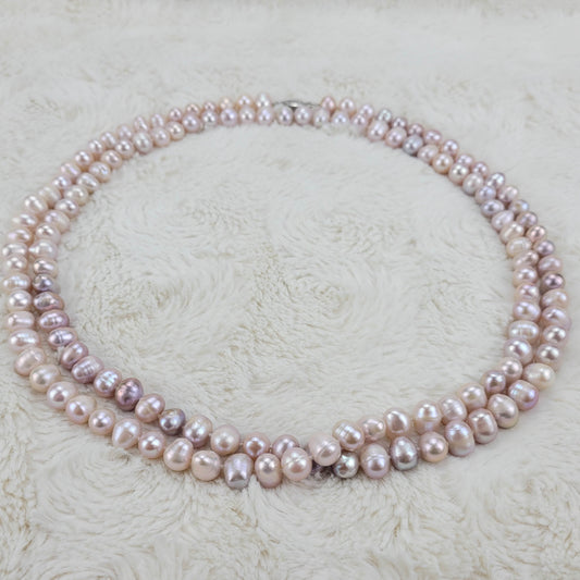 1950's Vintage Pink Cultured Pearl Opera Necklace