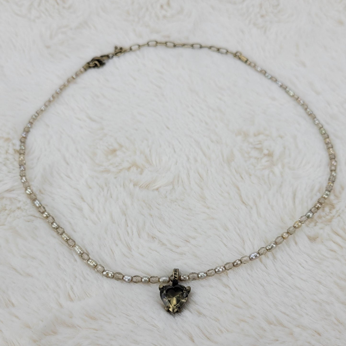 1980's White and Clear Bead Necklace by Dyrberg/Kern