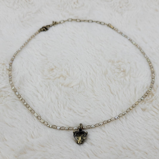 1980's Vintage White and Clear Bead Necklace by Dyrberg/Kern