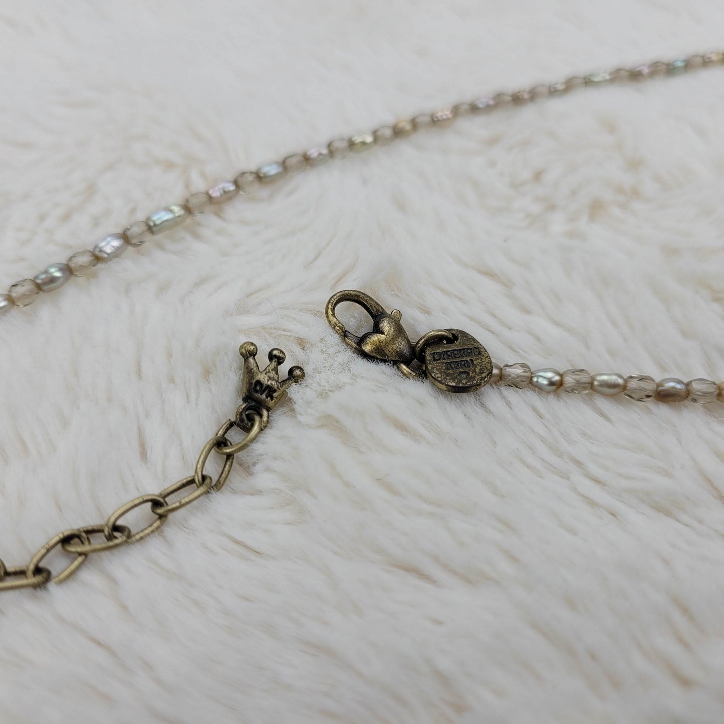 1980's White and Clear Bead Necklace by Dyrberg/Kern