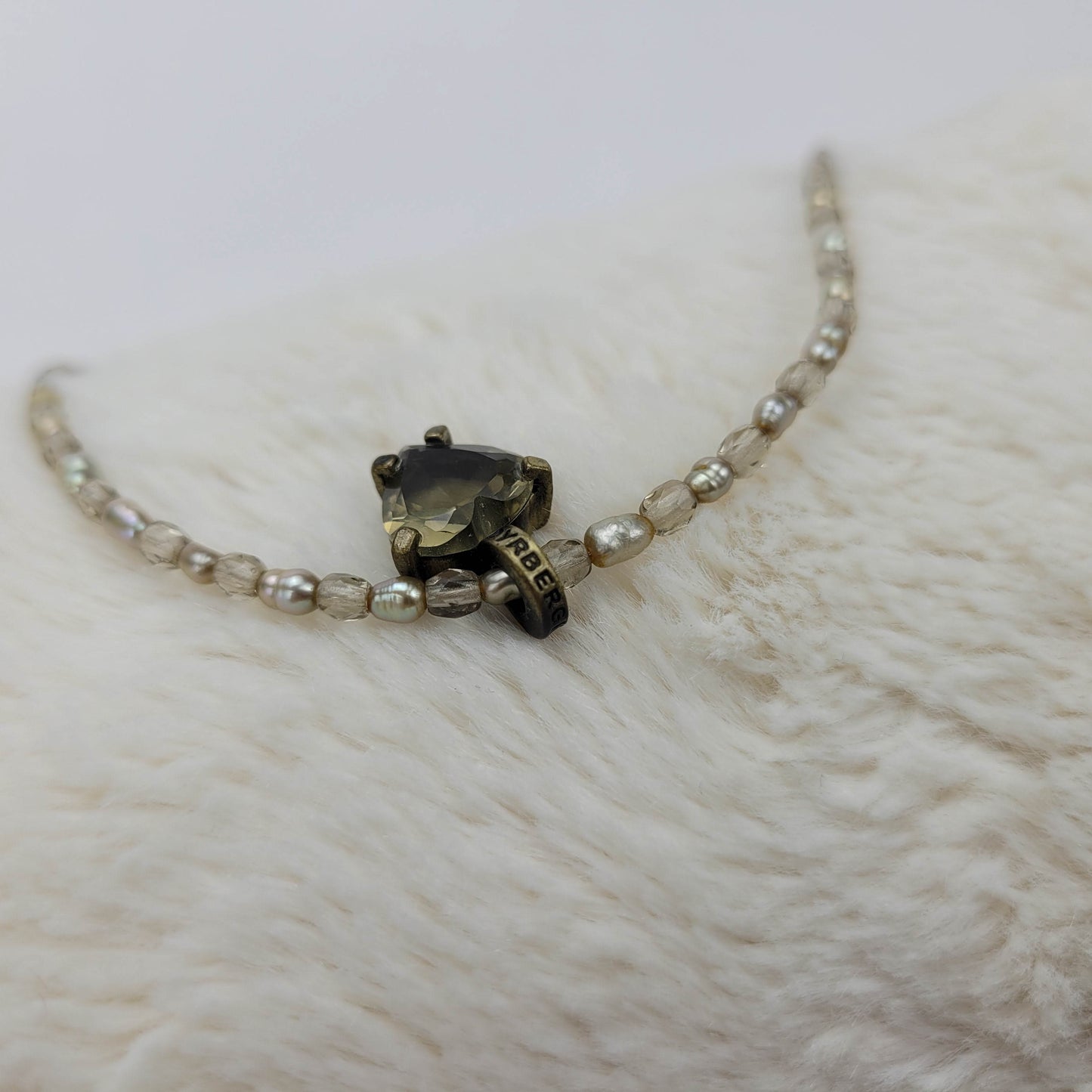 1980's White and Clear Bead Necklace by Dyrberg/Kern