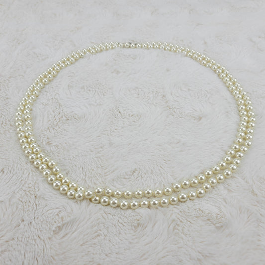 1950s Vintage Double String Pearl Bead Necklace
