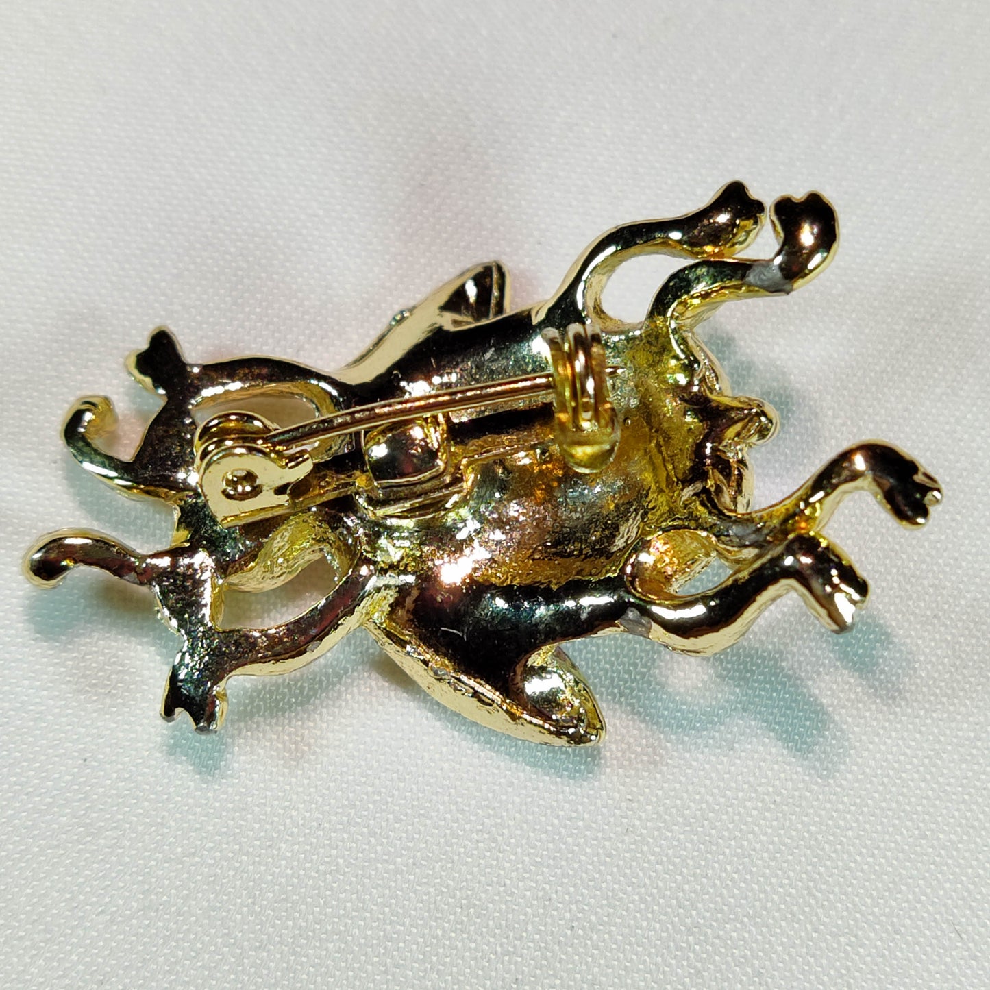 1950's Gold Tone Metal and Aurora Borealis Rhinestone Bug Pin