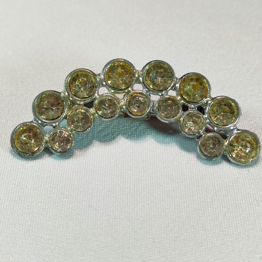 1930's Vintage Crescent Shaped Rhinestone Pot Metal Pin