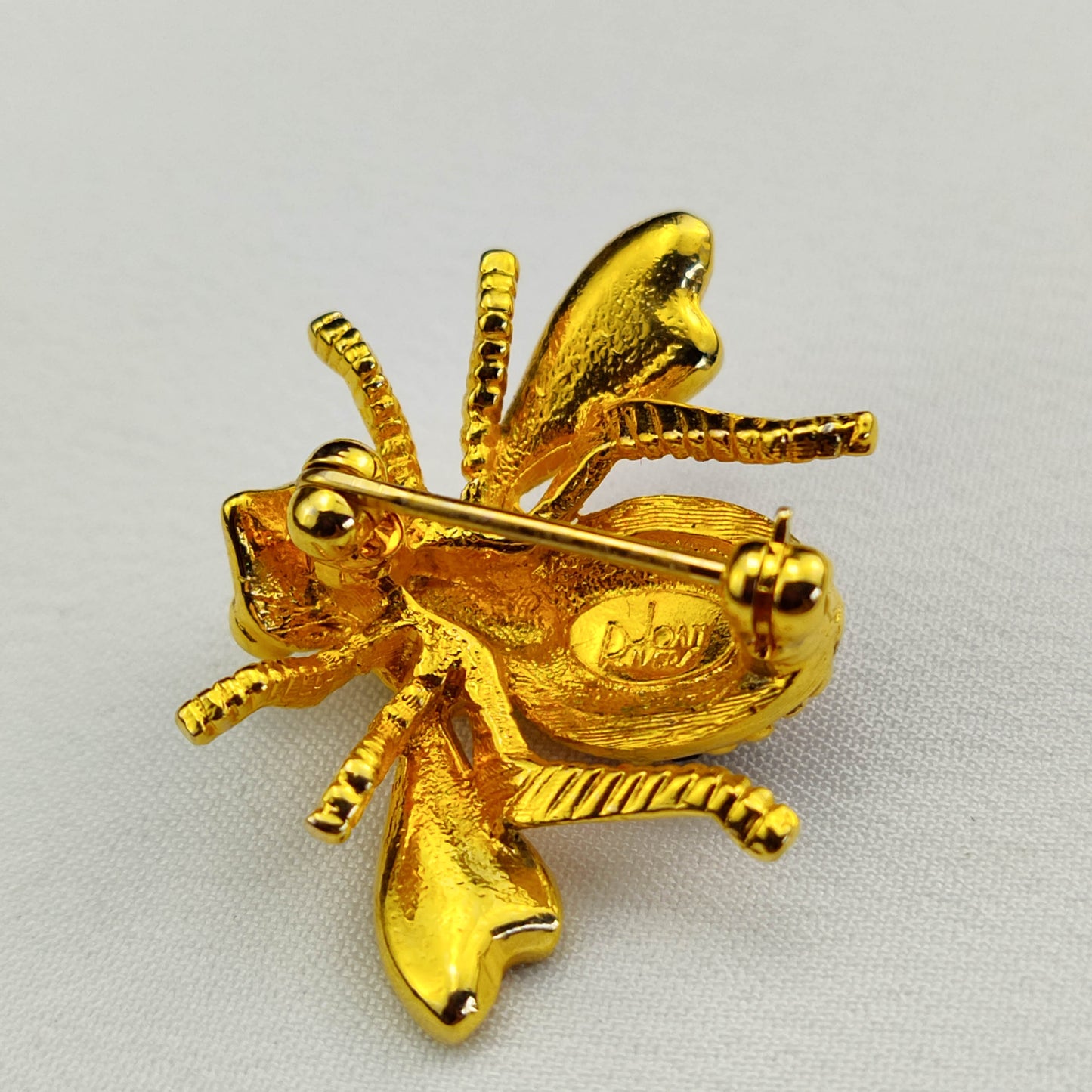 1970's Gold Tone Bug Pin with Multi-Colored Rhinestones