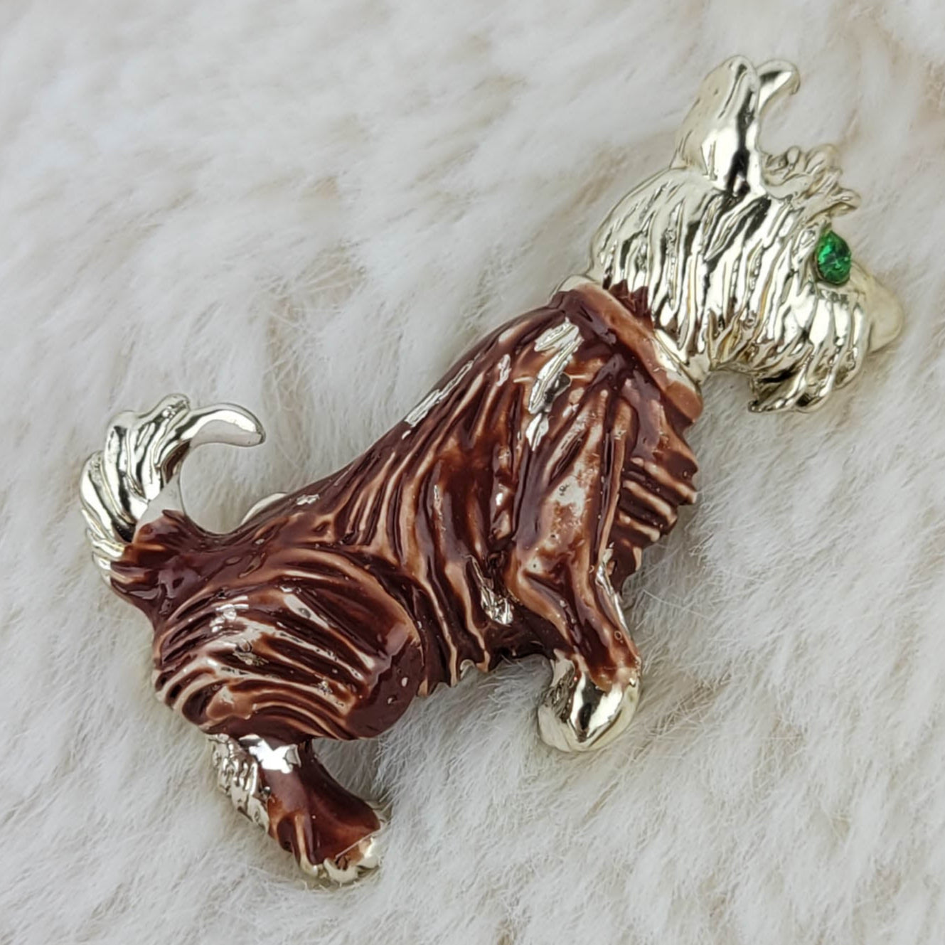 1950's Light Brown Enamel Terrier Pin
