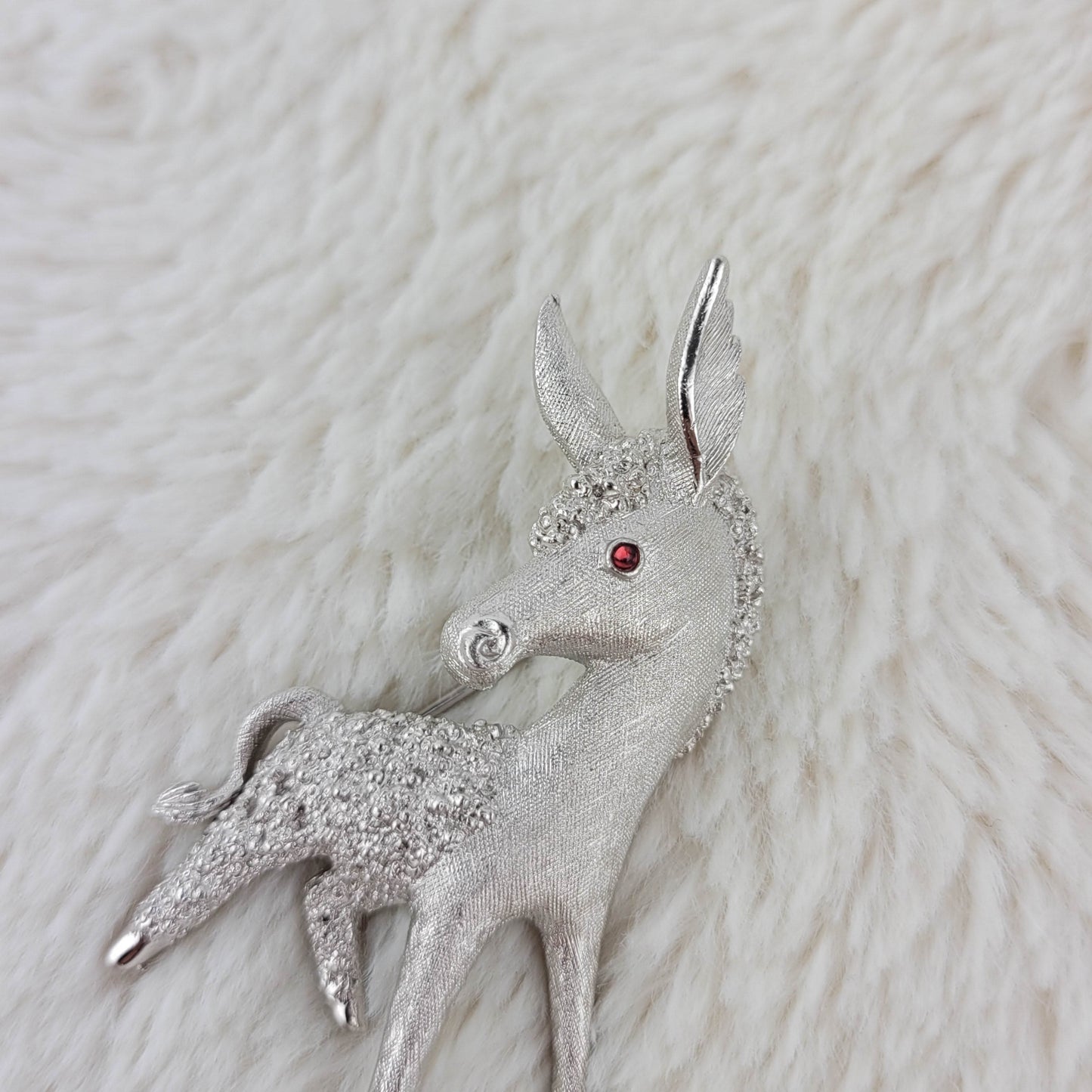 1950's Silver Tone Metal Donkey Pin by Trifari