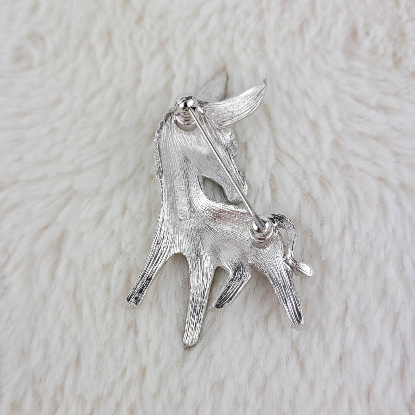 1950's Silver Tone Metal Donkey Pin by Trifari