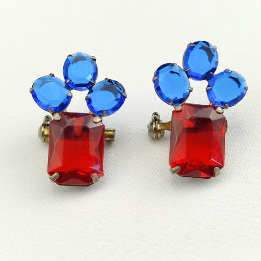 1950's Vintage Open Back Matching Triple Rhinestone Pins