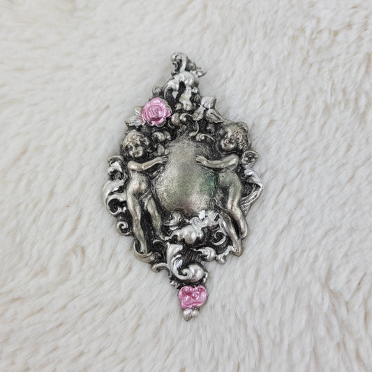 1970's Vintage Stamped Silver Tone Metal Cherub Pin