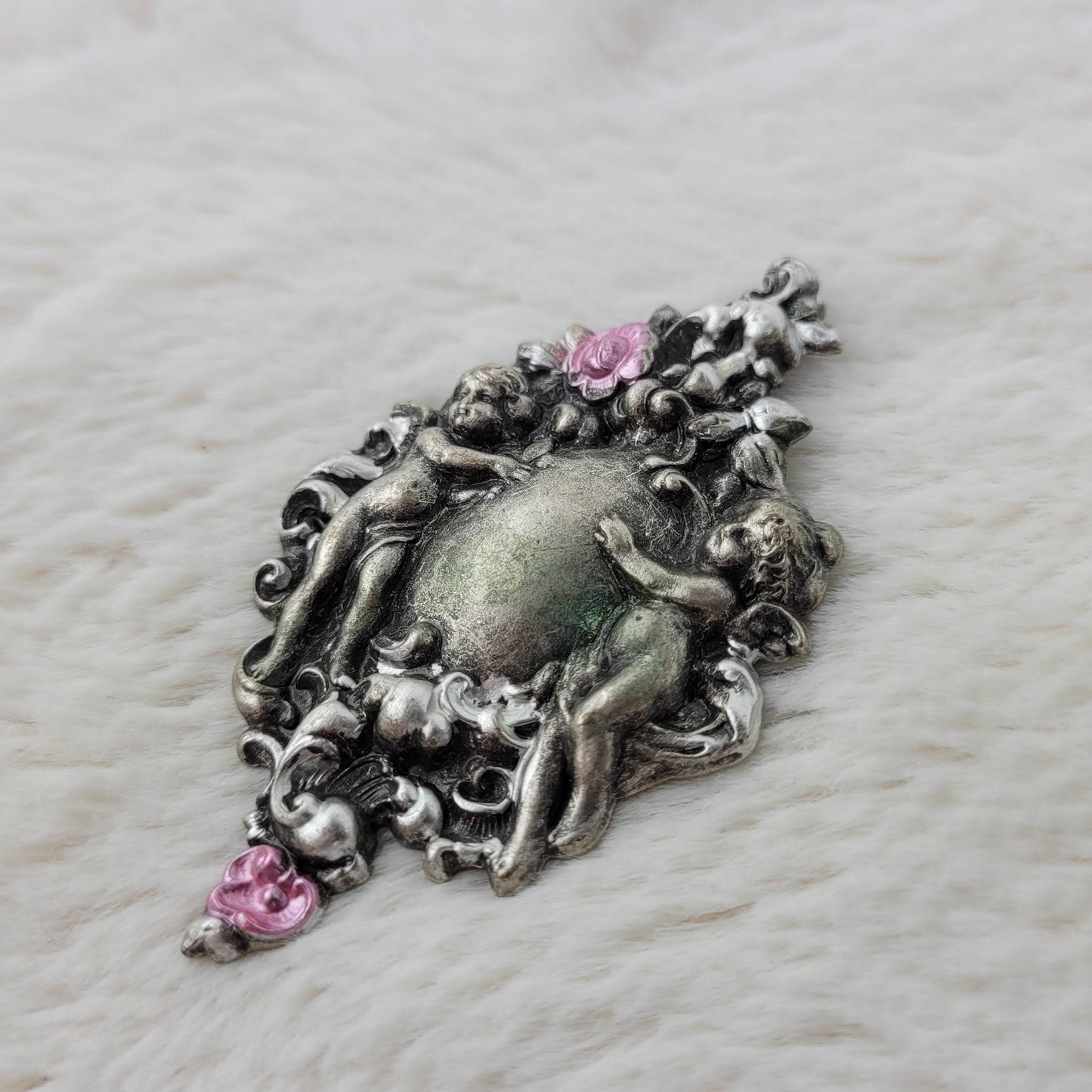 1970's Stamped Silver Tone Metal Cherub Pin