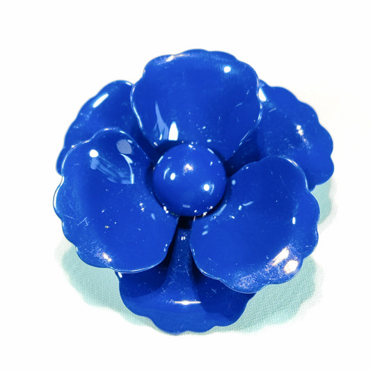 1950's Vintage All Royal Blue Metal Flower Pin