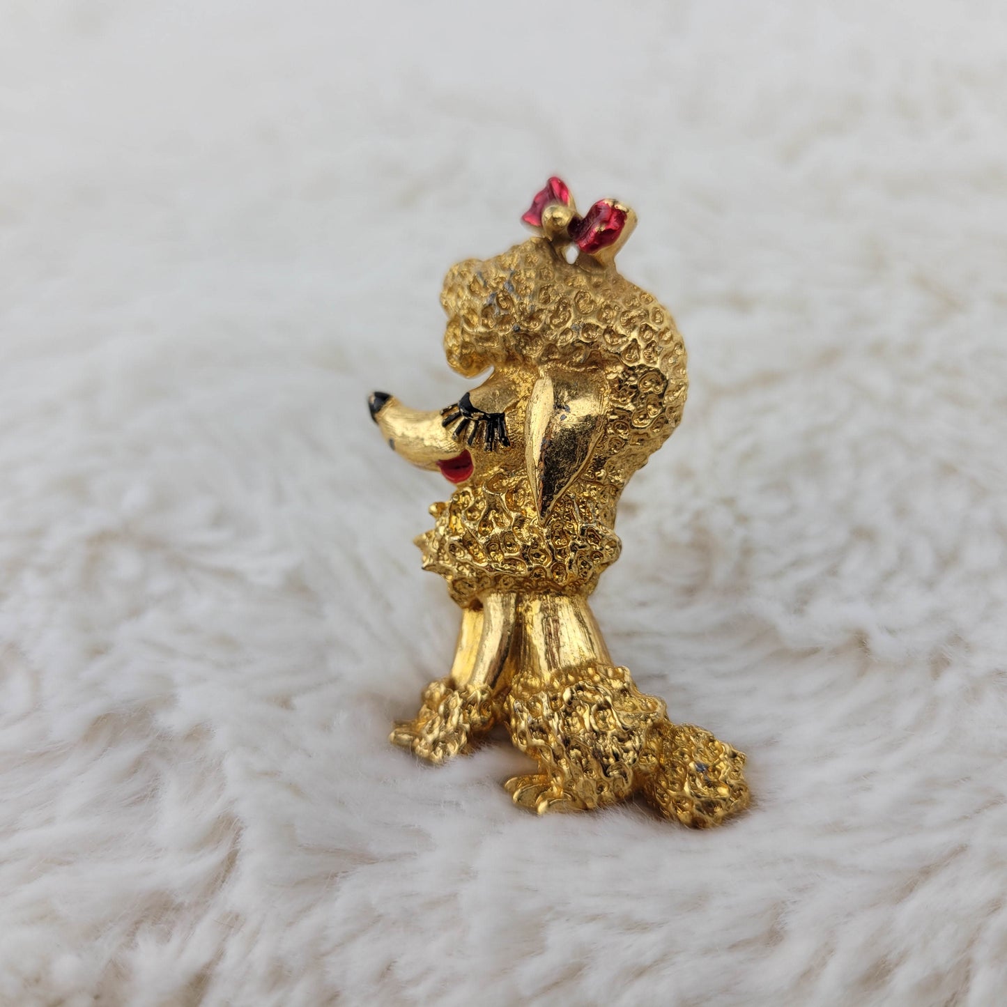 1950's Gold Tone Metal and Enamel Poodle Pin