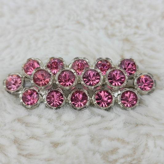 1930's Vintage Pink Rhinestone and Pot Metal Bar Pin