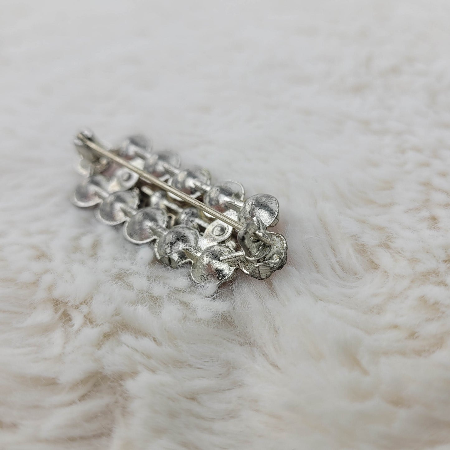 1930's Vintage Pink Rhinestone and Pot Metal Bar Pin