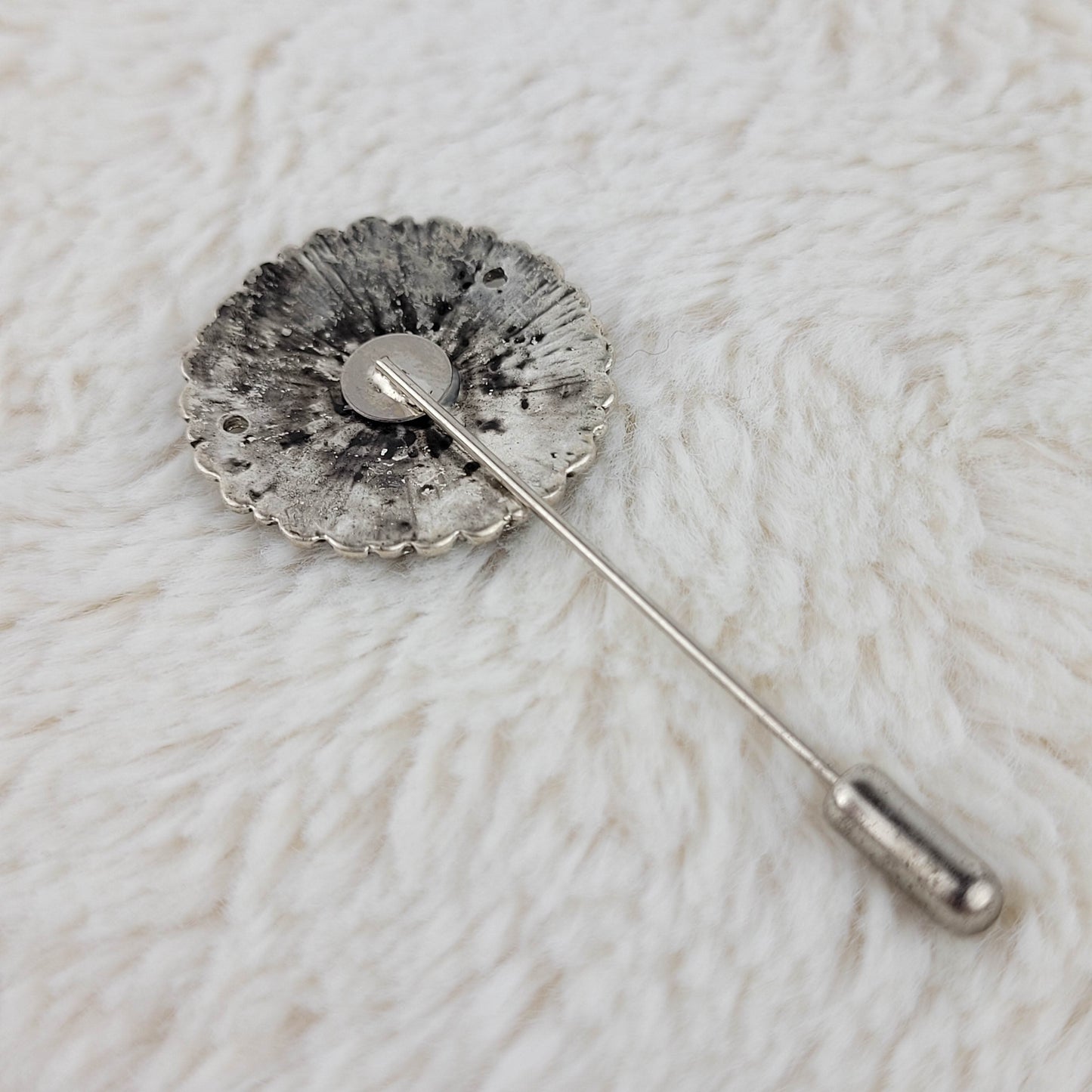 1960's Silver Tone Metal and Clear Rhinestone Stick Pin