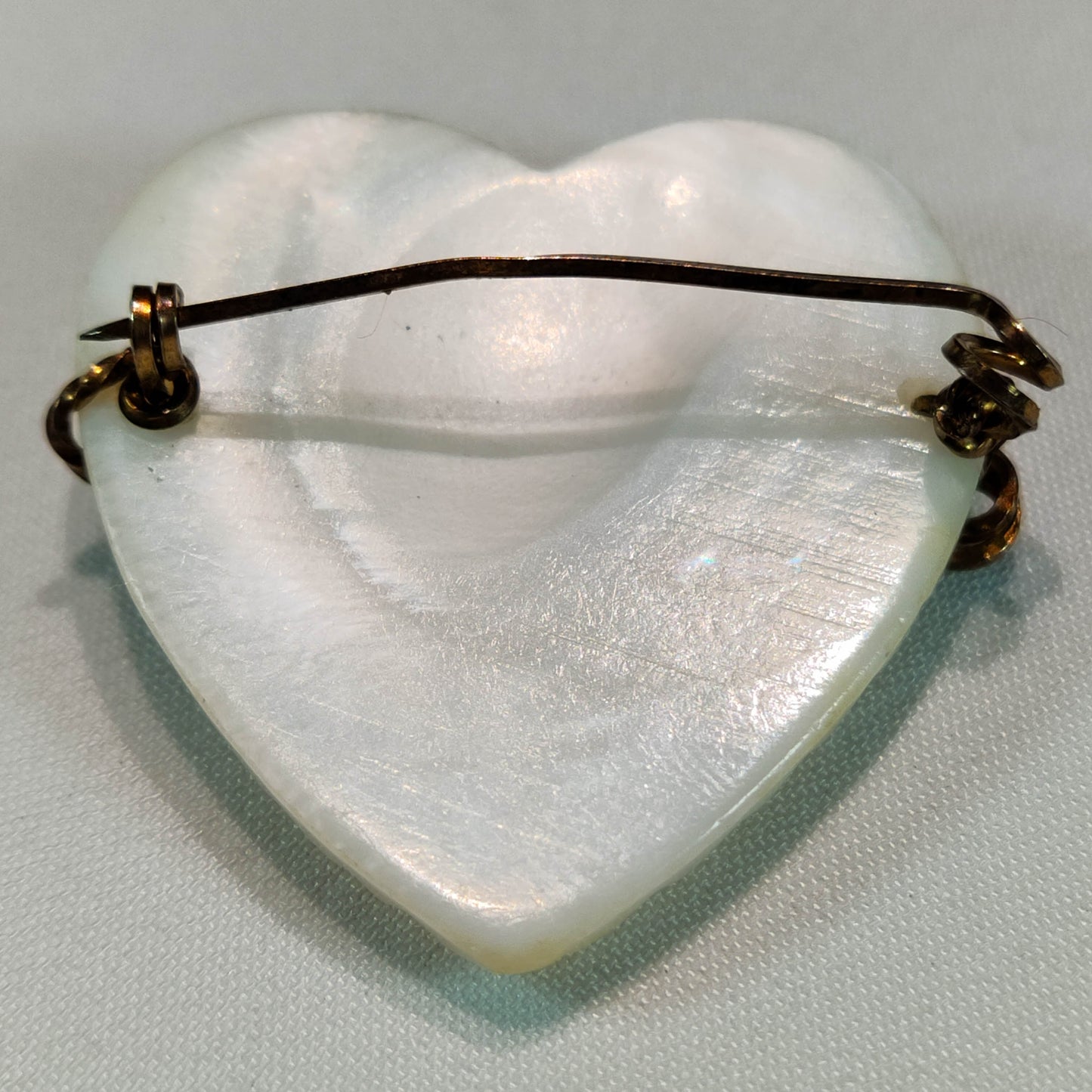 1930's Ivory and Gold Tone Metal "Mother" Heart Pin