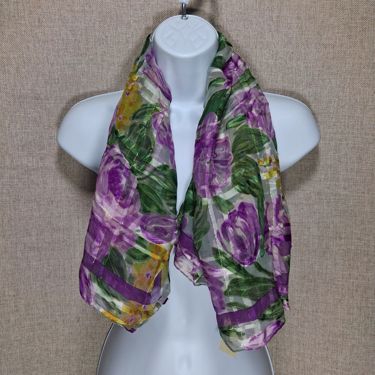 Vintage Designer Floral Silk Scarf by Yukiko Hanai