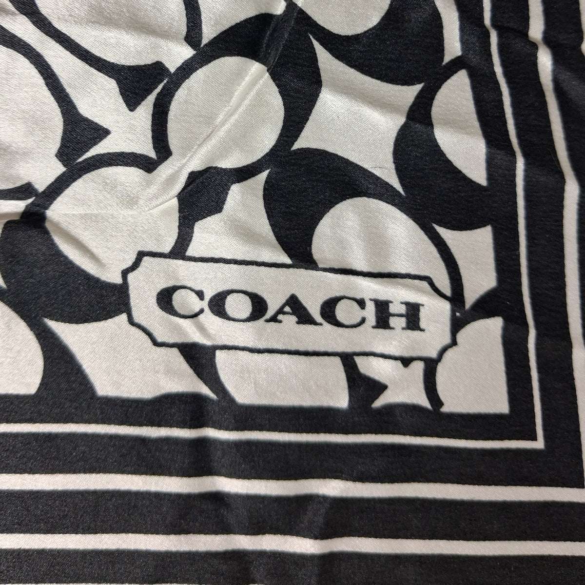 Vintage Silk Designer Scarf in Black and White by Coach