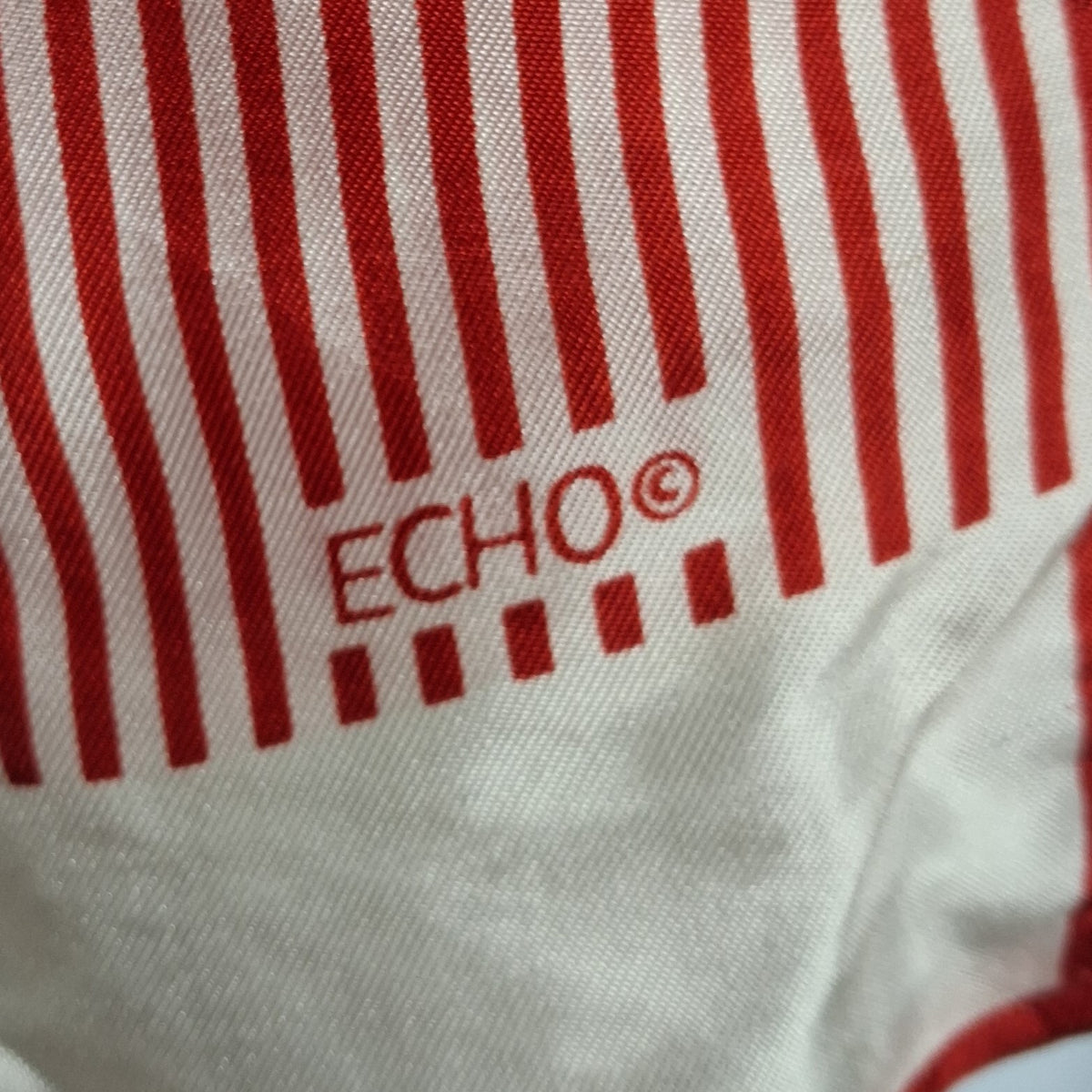 Vintage Silk Designer Scarf in Red and White Candy Stripes by Echo