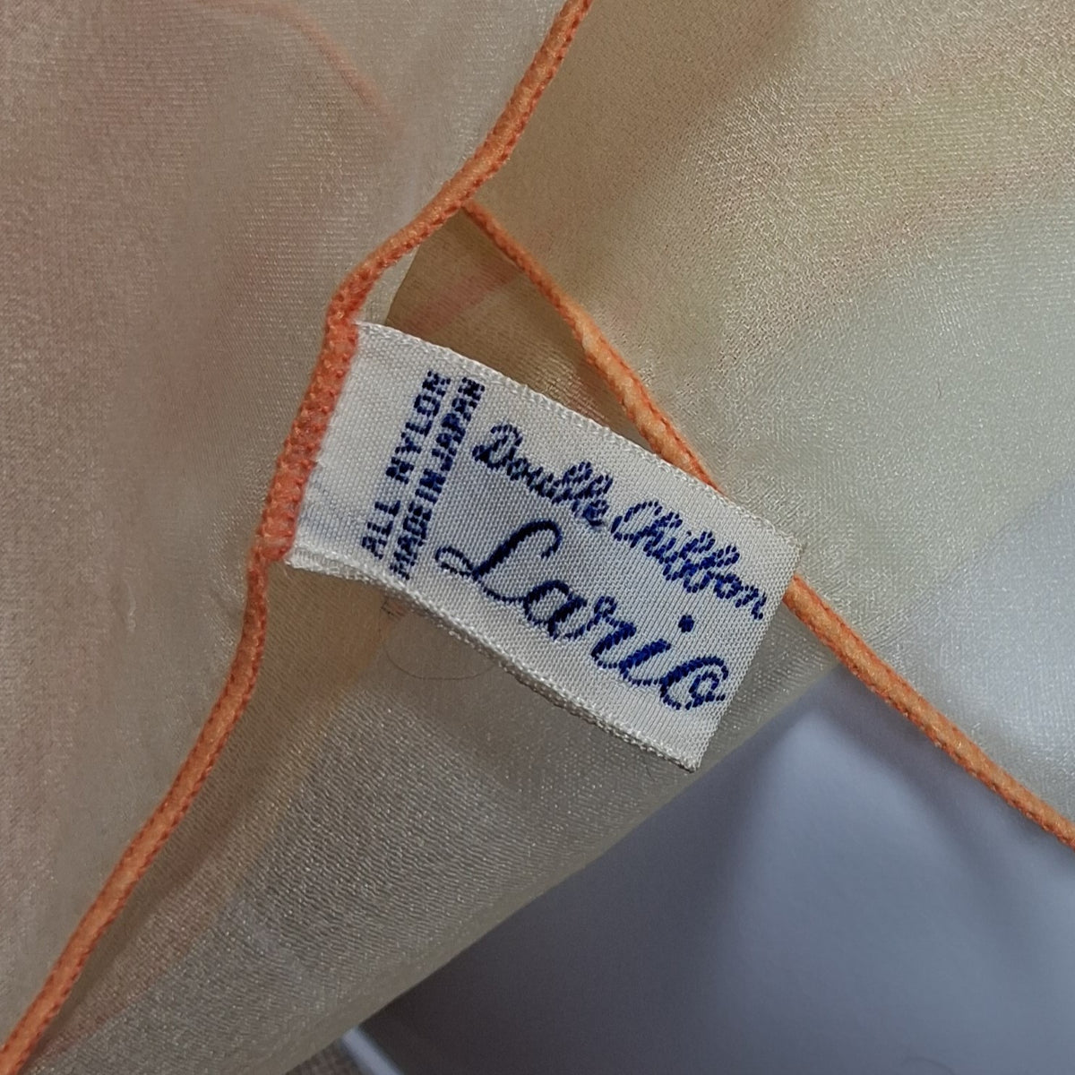 Vintage Chiffon Designer Scarf in Brown and Cream by Lario in Japan