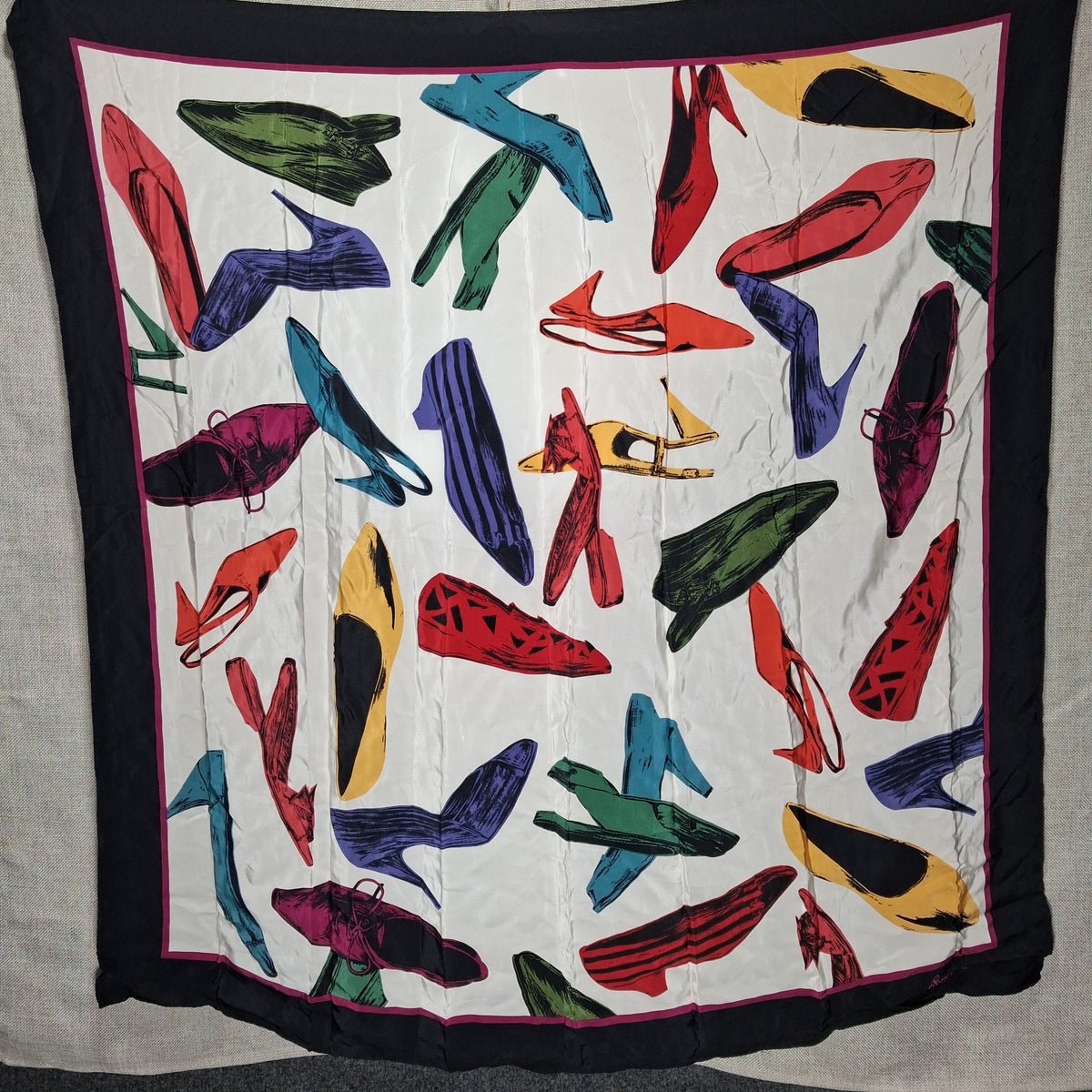 Vintage Silk Designer Scarf: Echo Signature Series in High Heels