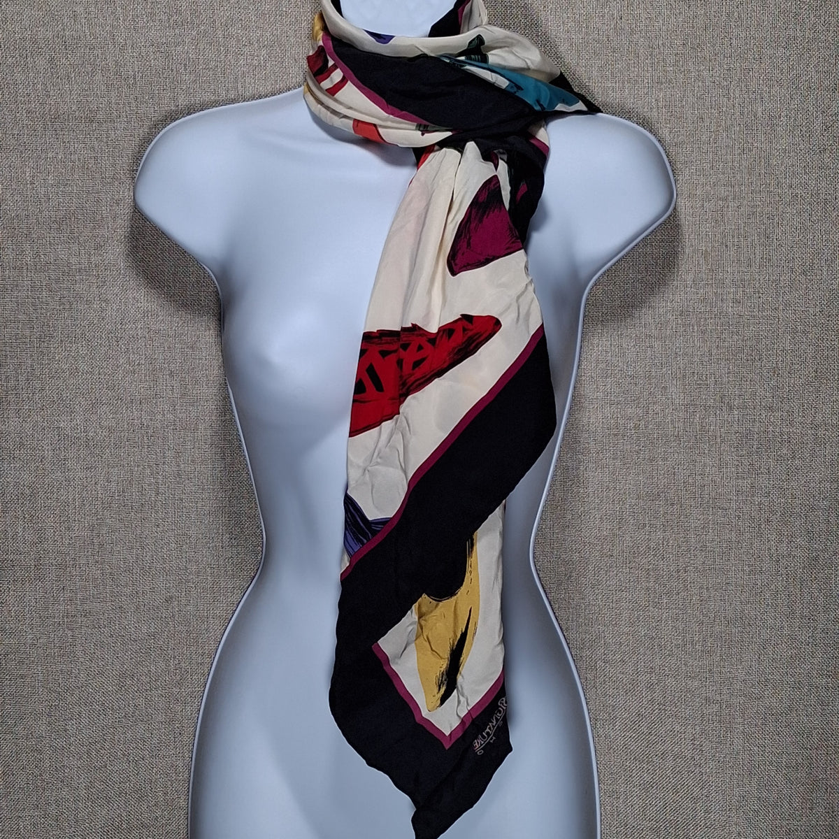 Vintage Silk Designer Scarf: Echo Signature Series in High Heels