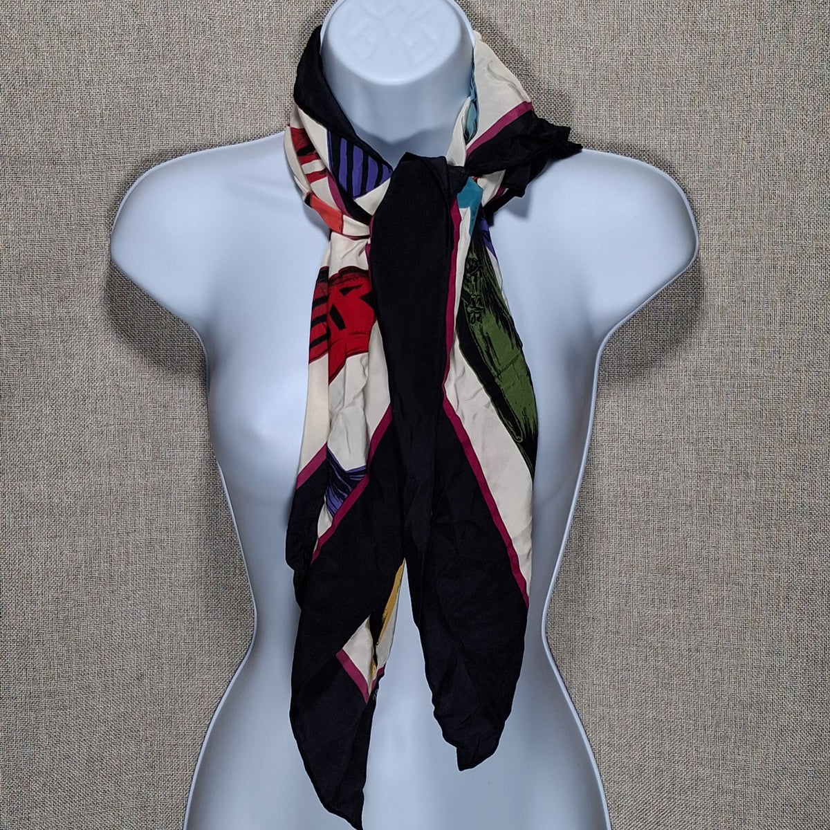 Vintage Silk Designer Scarf: Echo Signature Series in High Heels