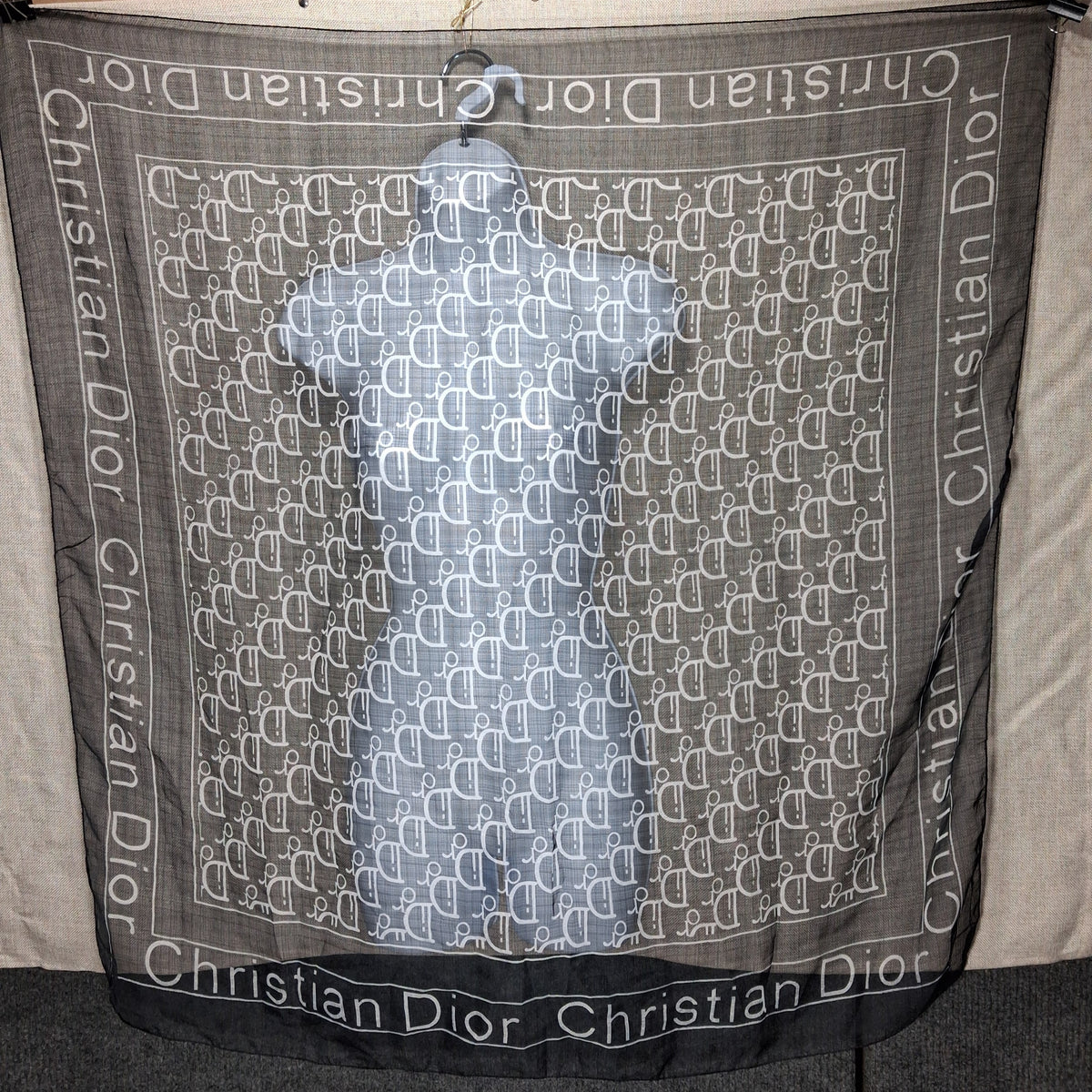 Vintage Dior Logo Scarf: Large in Black and White by Christian Dior