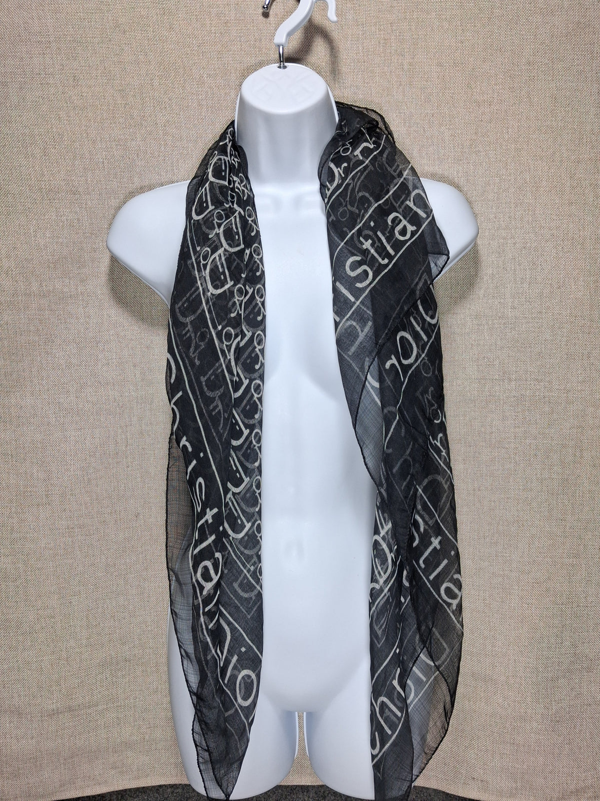 Vintage Dior Logo Scarf: Large in Black and White by Christian Dior