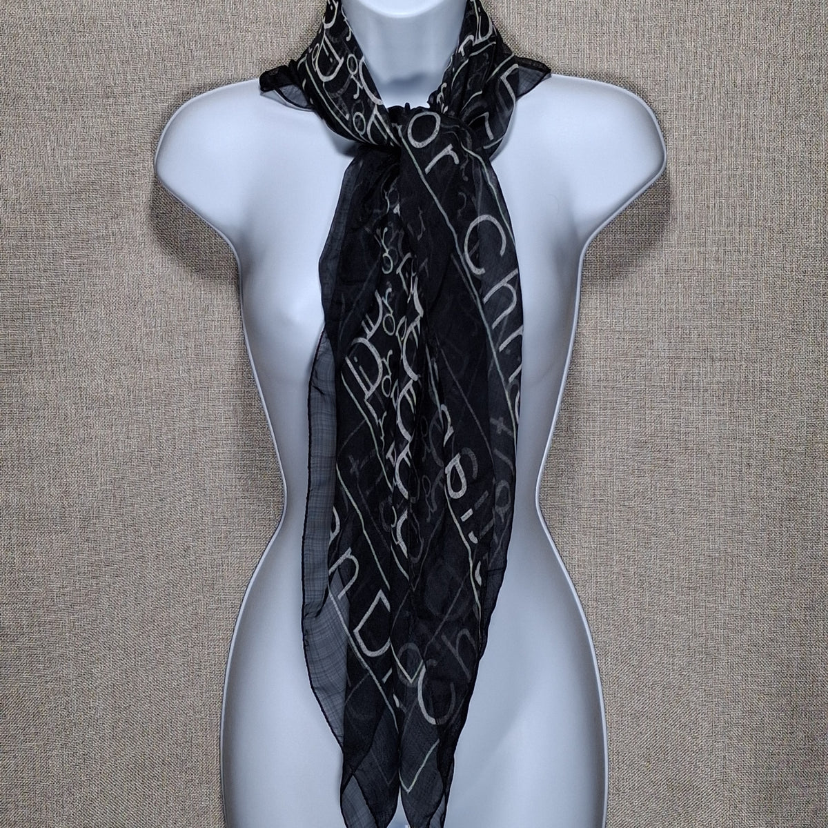 Vintage Dior Logo Scarf: Large in Black and White by Christian Dior