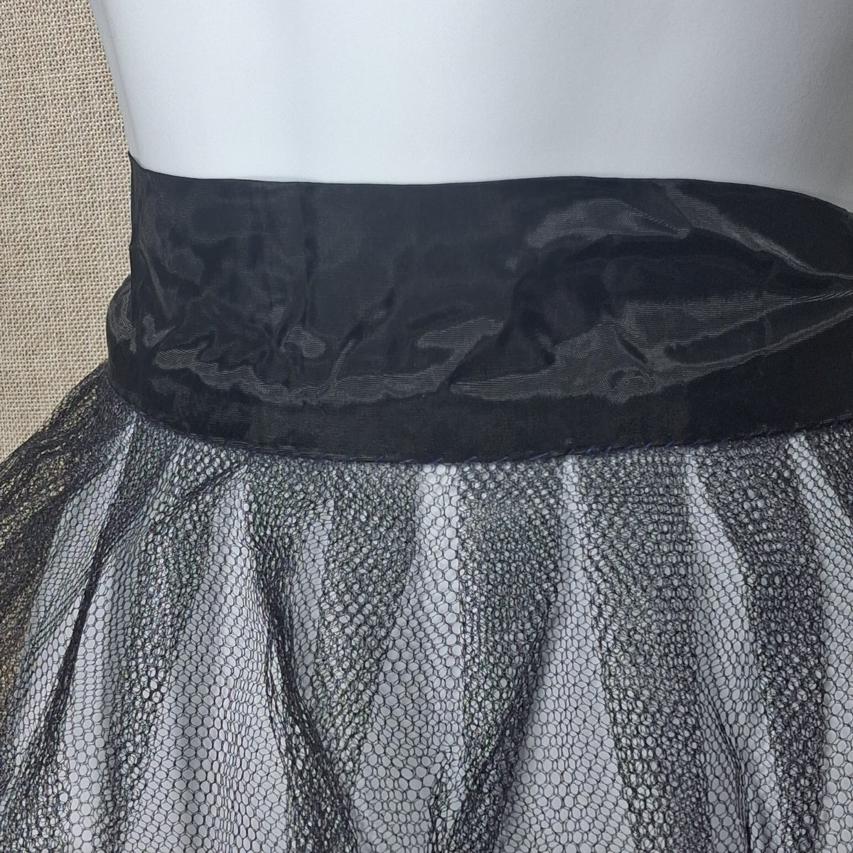 Vintage Sheer Black Apron with Red Felt Flowers