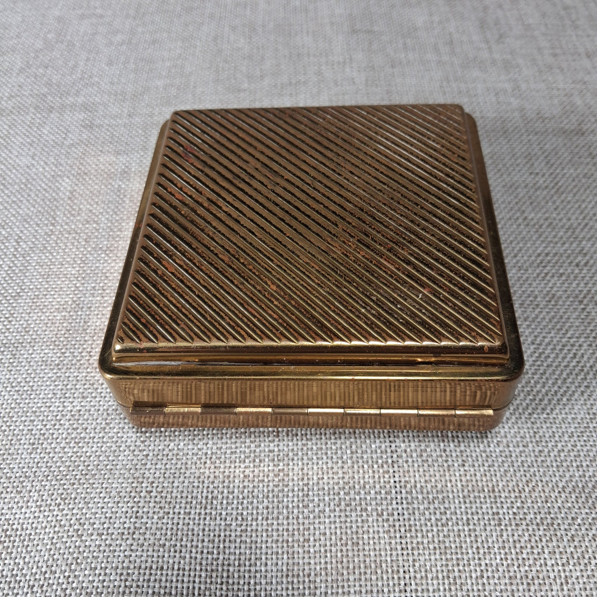 Vintage Traveler Mini Jewelry Box with Gold Exterior and Purple Interior