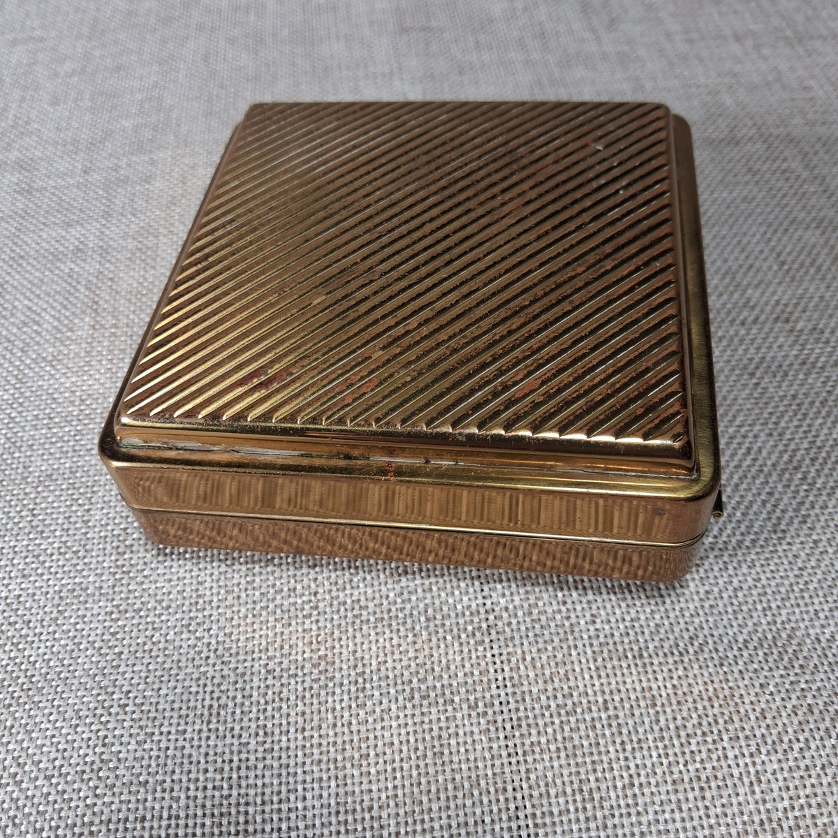 Vintage Traveler Mini Jewelry Box with Gold Exterior and Purple Interior