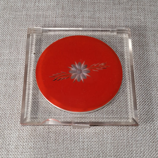 Vintage Square Clear and Red Acrylic Compact by Luco