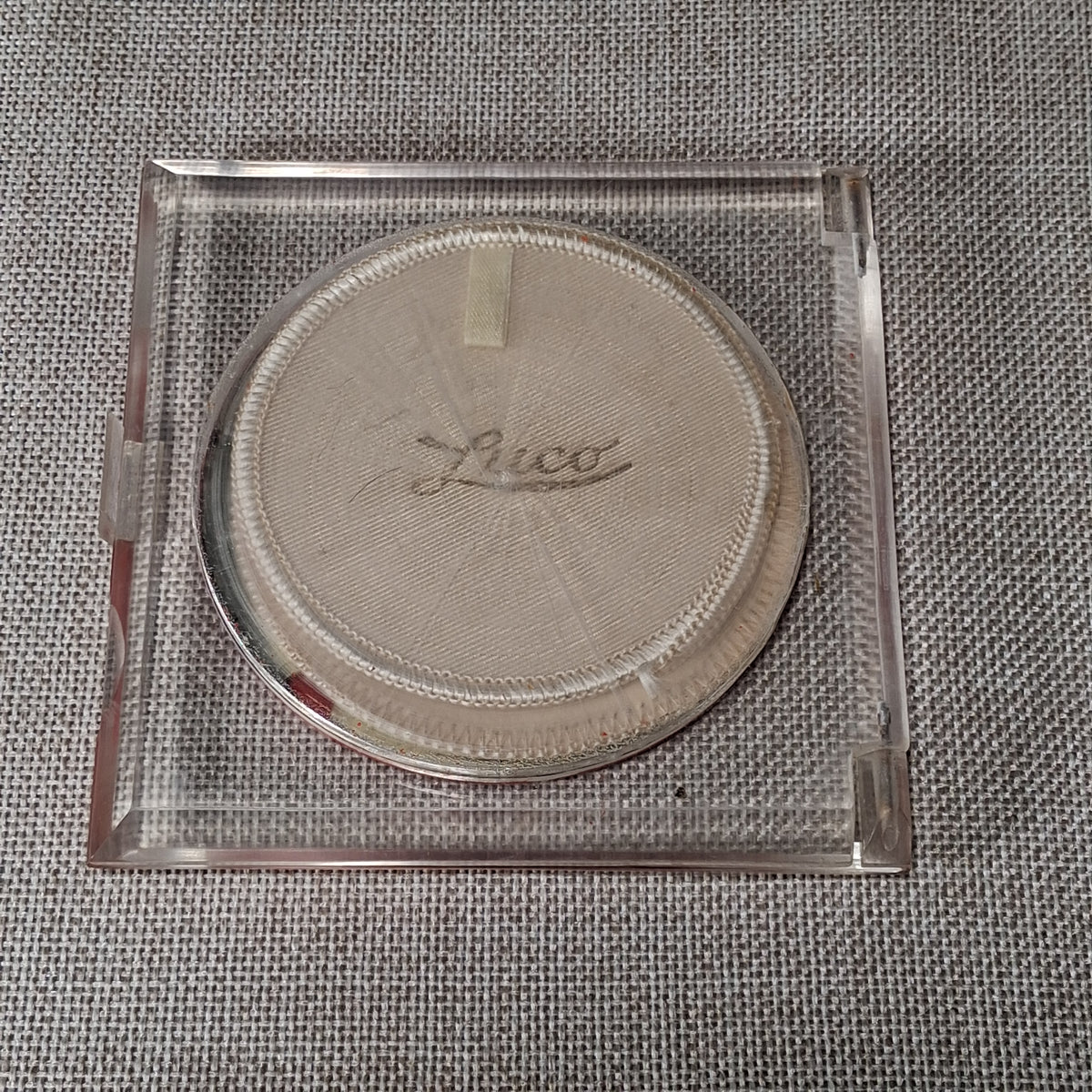 Vintage Square Clear and Red Acrylic Compact by Luco