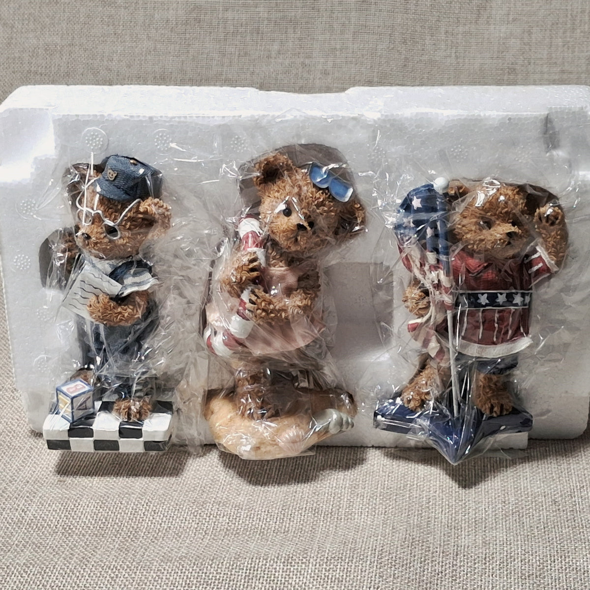 Vintage Kuddles Korner Patriotic Christmas Bears: 3 Bears Total