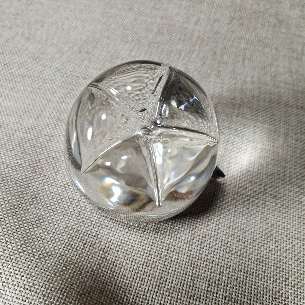 Vintage Glass Apple with a Silver Tone Metal Leaf and Stem