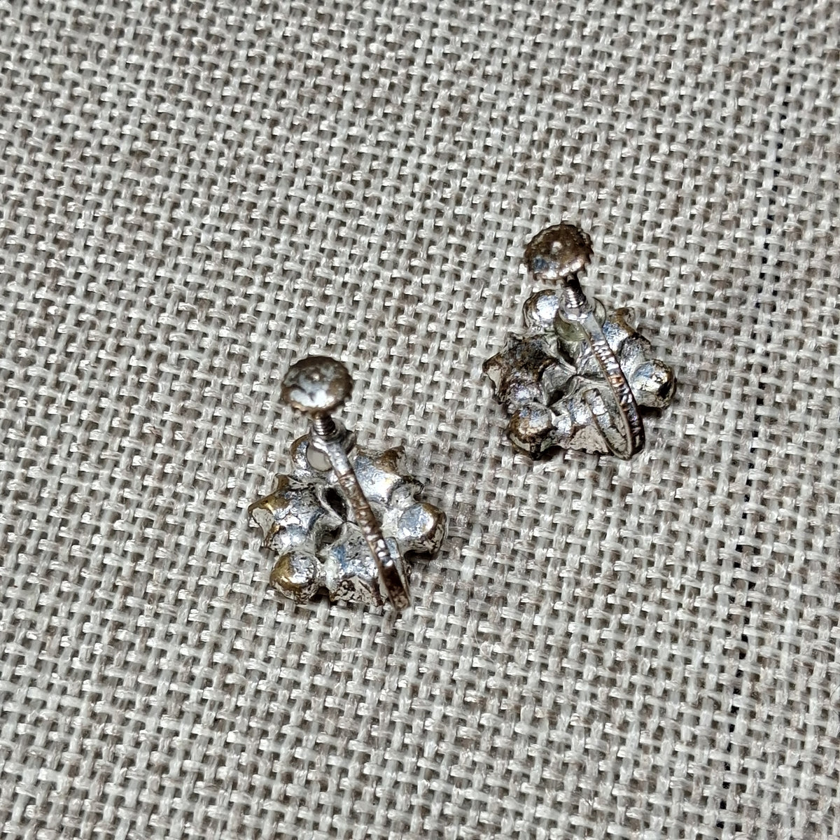 Vintage Screw Back Earrings with Clear Rhinestones - Made in Austria