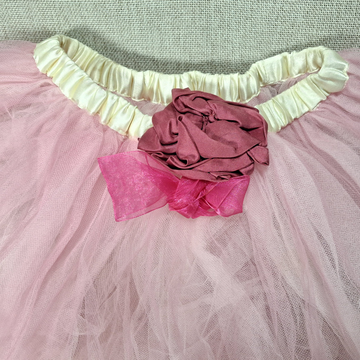 Vintage Kids Ballet Pink Crinoline with a Fabric Bow and Rose