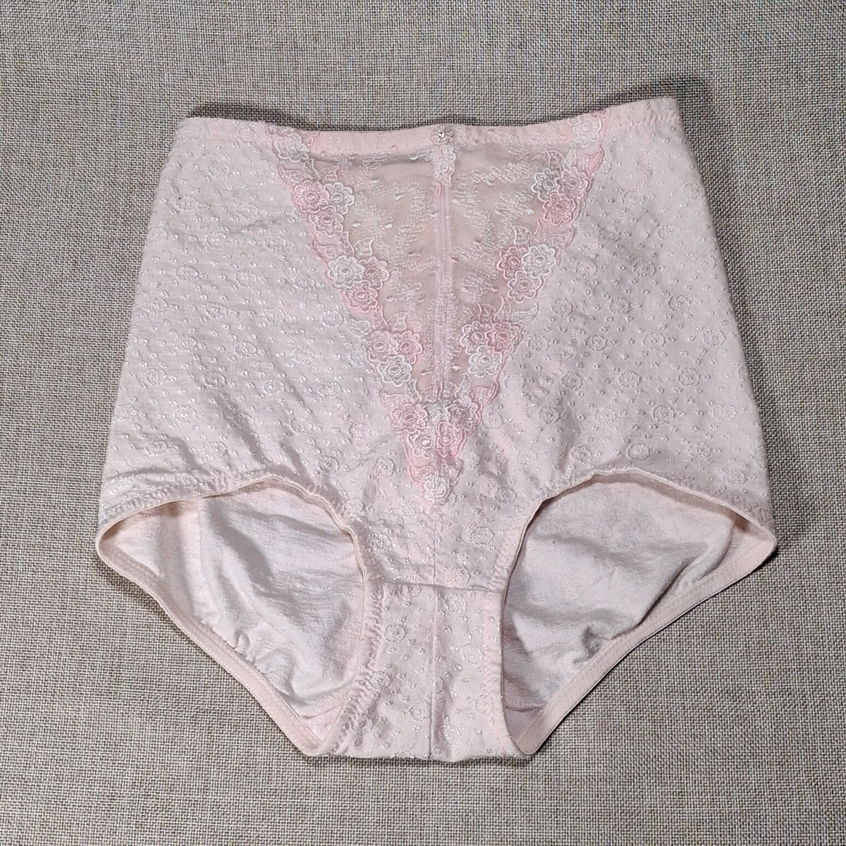 50s Vintage Women's Pink Underpants with Lace and Singular Rhinestone