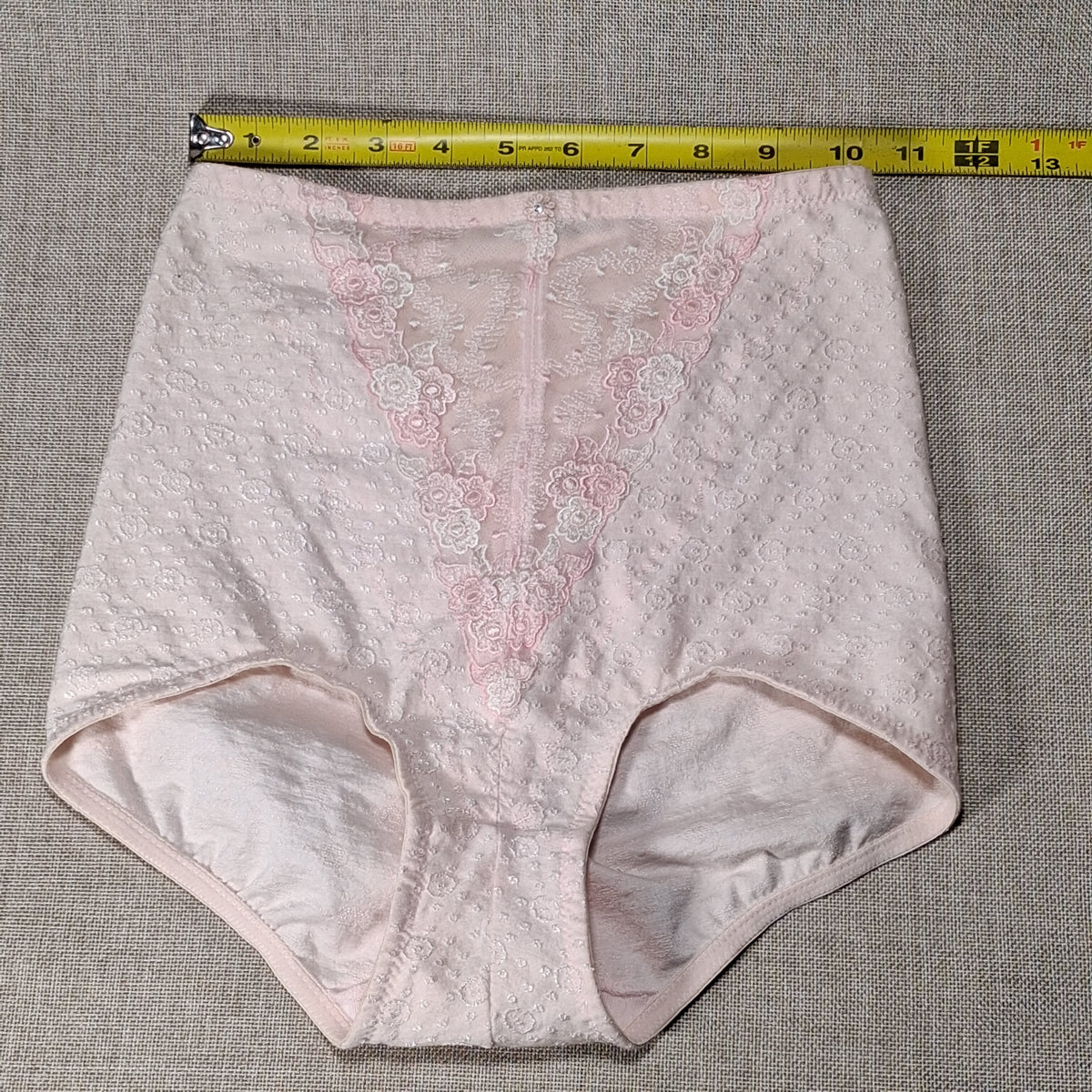 50s Vintage Women's Pink Underpants with Lace and Singular Rhinestone