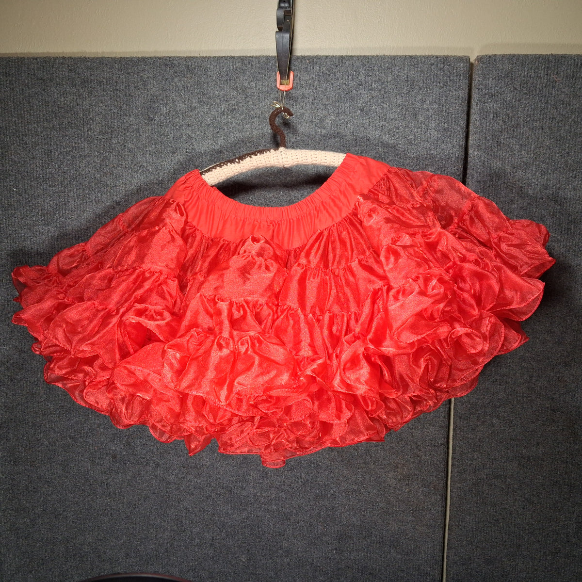 Vintage Red Crinoline with Two Layers and Elastic Waist