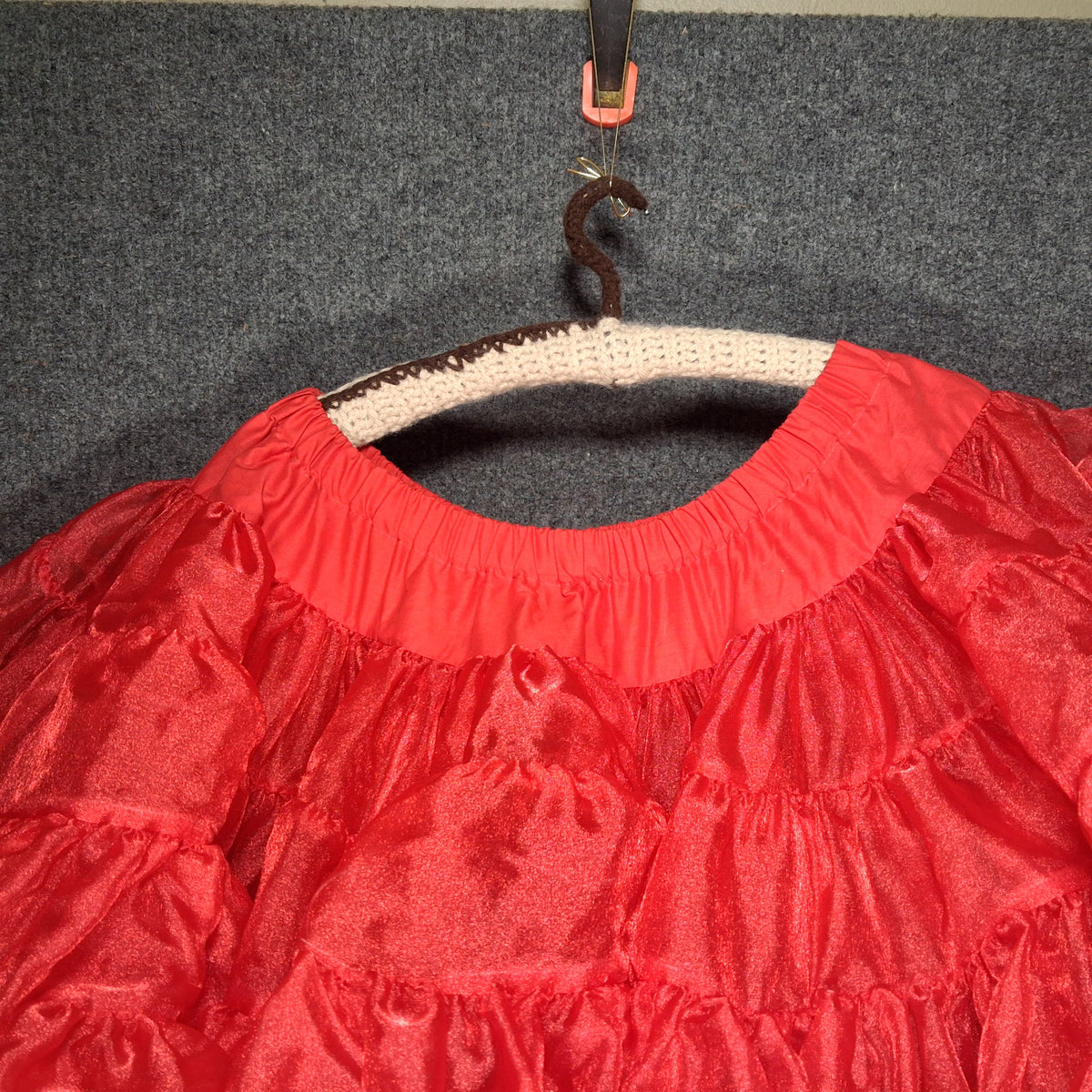Vintage Red Crinoline with Two Layers and Elastic Waist