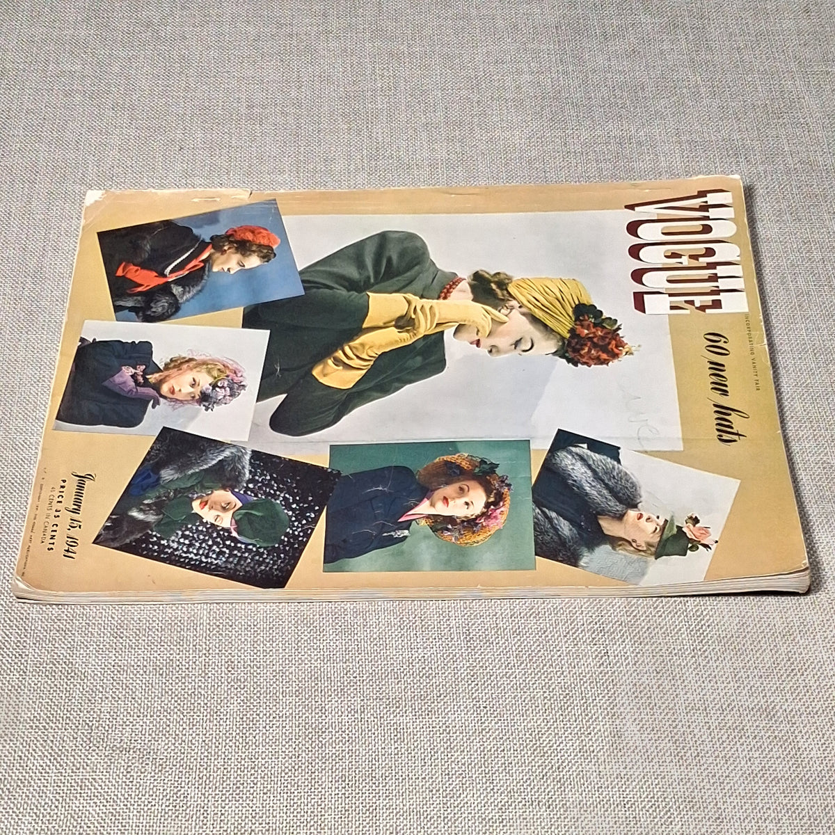Vintage Vogue Magazine: January 15, 1941: 60 New Hats Featured